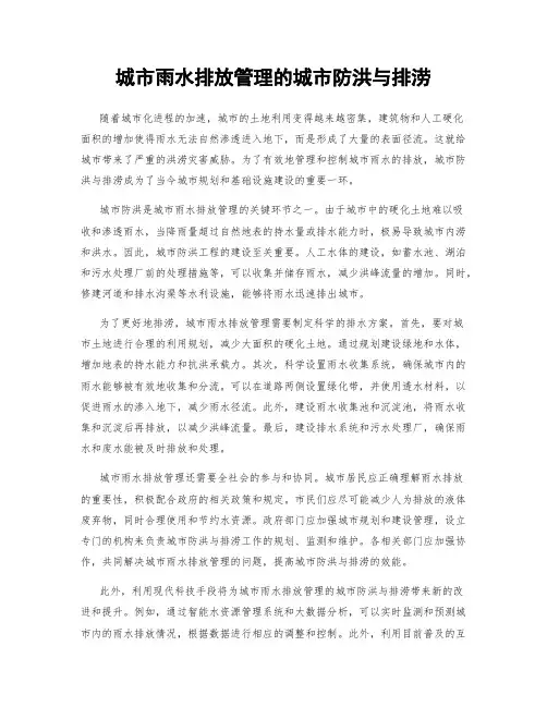 城市雨水排放管理的城市防洪与排涝