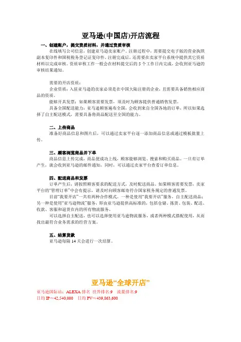 亚马逊国内、国际开店流程