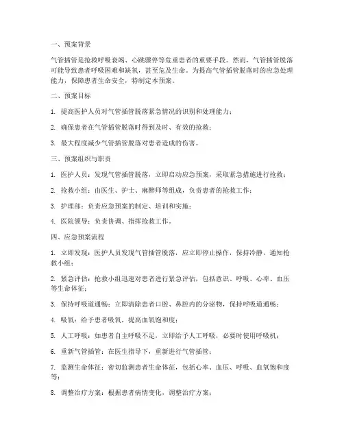 气管插管脱落应急预案