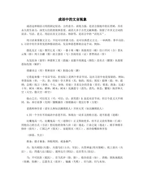 成语中的文言现象