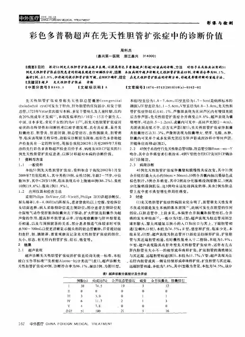彩色多普勒超声在先天性胆管扩张症中的诊断价值