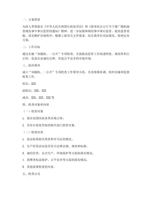 双随机一公开专项方案
