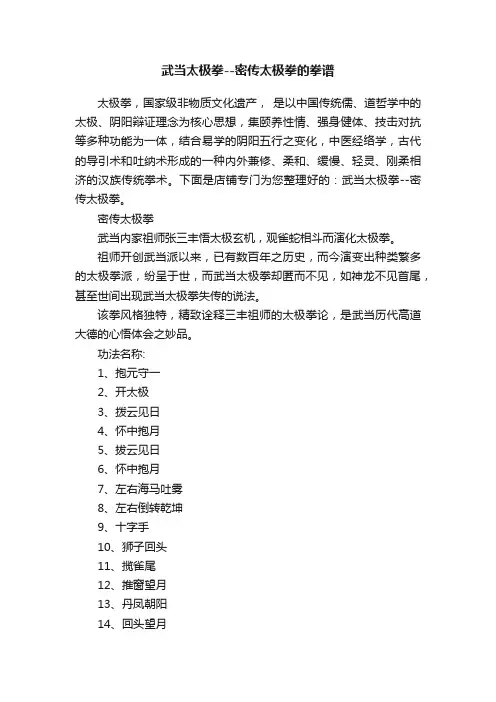 武当太极拳--密传太极拳的拳谱