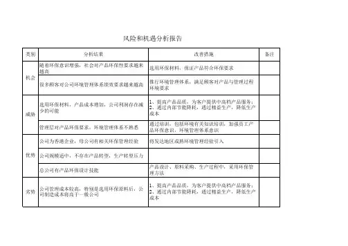 ISO14001风险和机遇分析报告