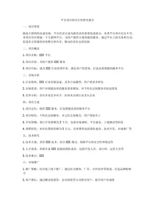 平台项目的可行性研究报告