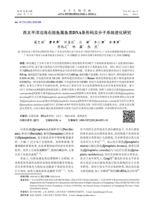 西太平洋沿海石斑鱼属鱼类DNA条形码及分子系统进化研究