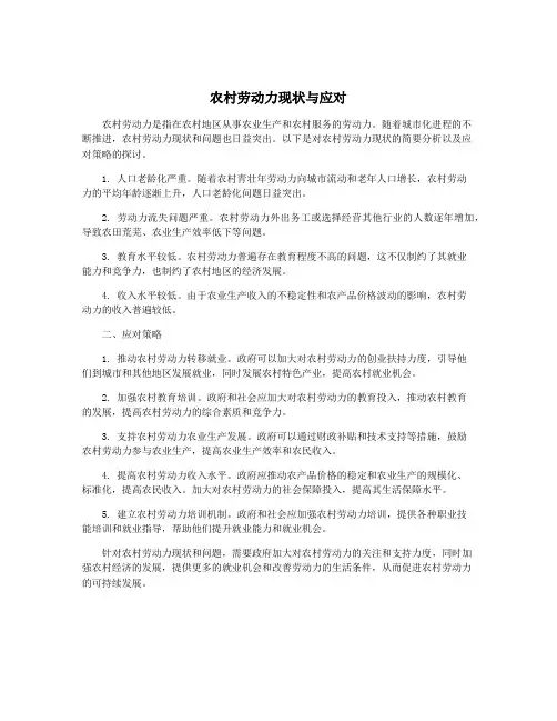 农村劳动力现状与应对