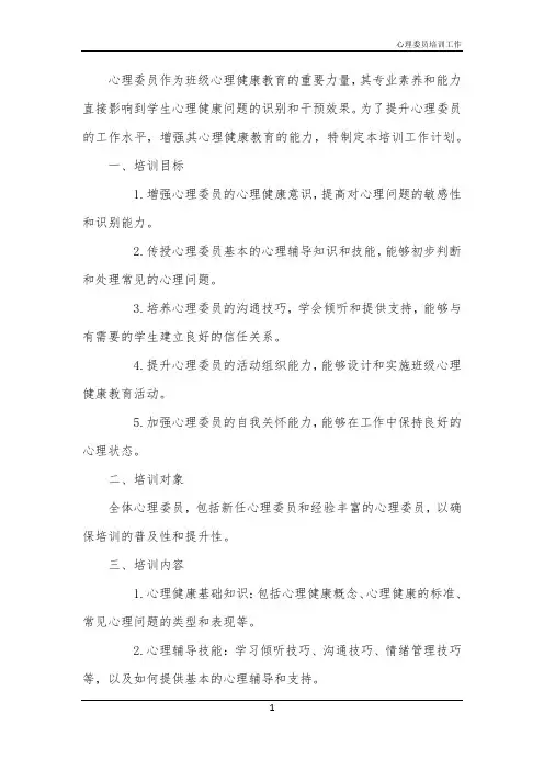 2024年心理委员培训工作