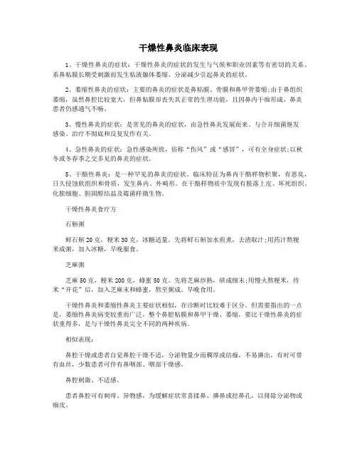 干燥性鼻炎临床表现
