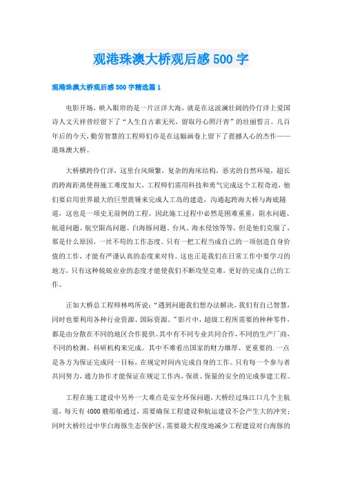 观港珠澳大桥观后感500字