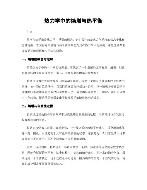 热力学中的熵增与热平衡