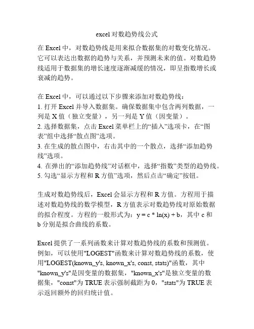 excel对数趋势线公式