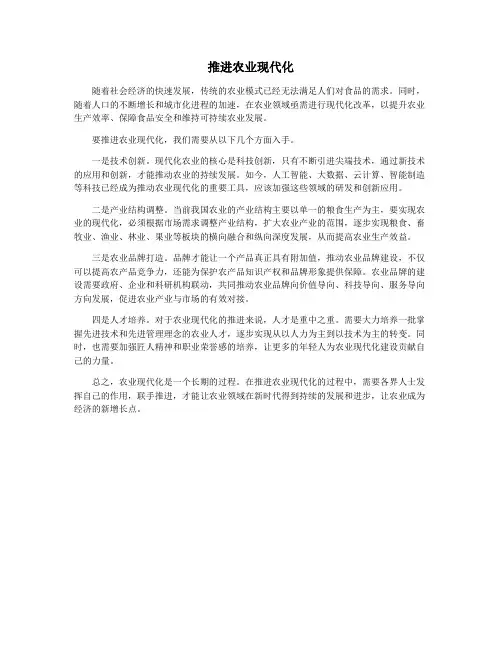 推进农业现代化