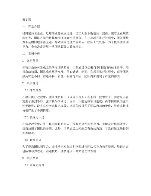 团队领导力教育案例(3篇)