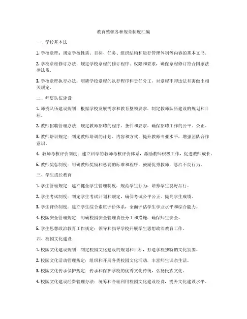 教育整顿各种规章制度汇编