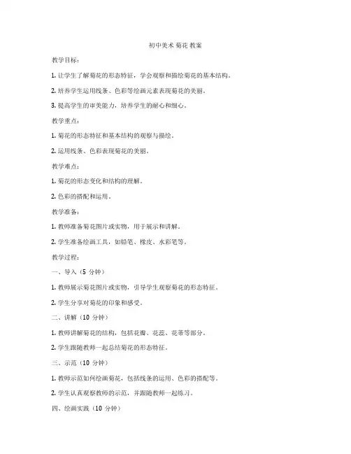 初中美术 菊花 教案