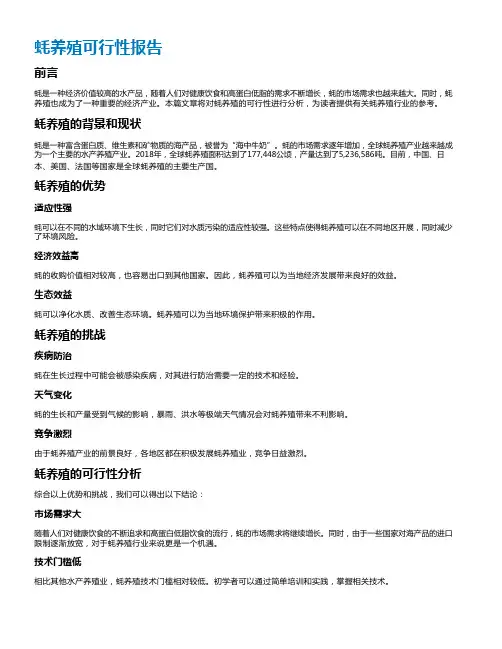 蚝养殖可行性报告