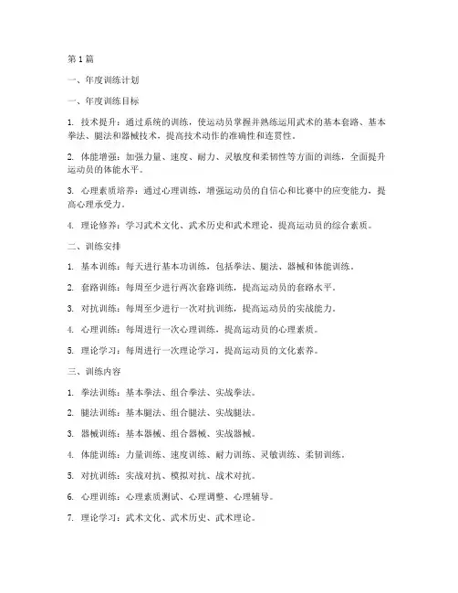 武术年度训练计划及总结(3篇)