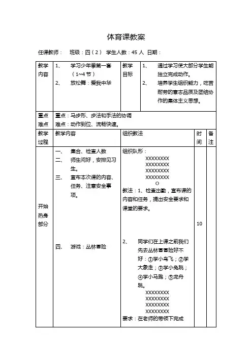 武术(少年拳一套)公开课教案