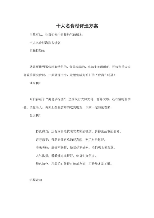 十大名食材评选方案