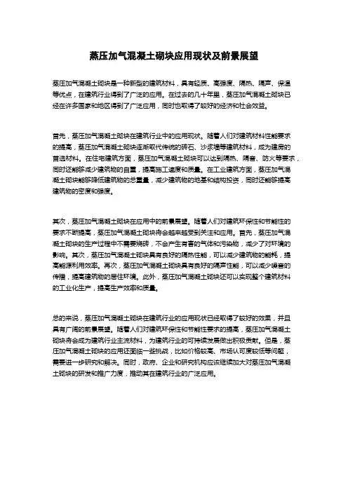 蒸压加气混凝土砌块应用现状及前景展望