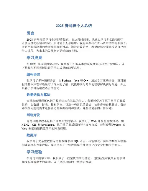 2023青马班个人总结