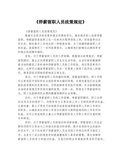 《停薪留职人员政策规定》