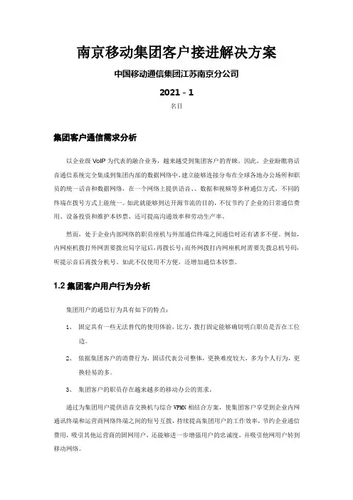 南京移动集团客户接入解决方案