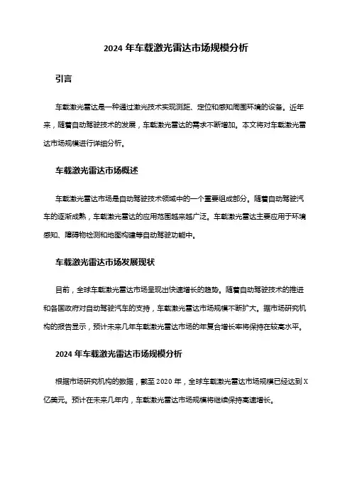 2024年车载激光雷达市场规模分析