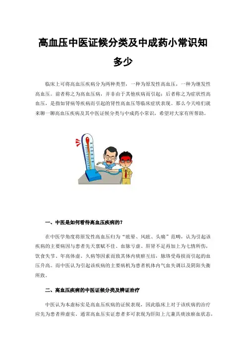 高血压中医证候分类及中成药小常识知多少