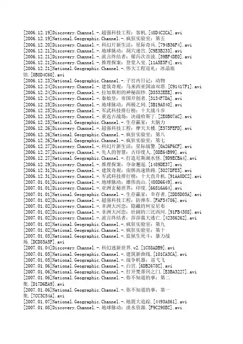 Discovery视频大合集目录