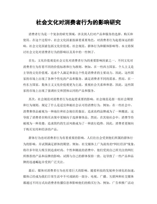 社会文化对消费者行为的影响研究