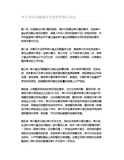 审计查出问题整改分类管理暂行办法