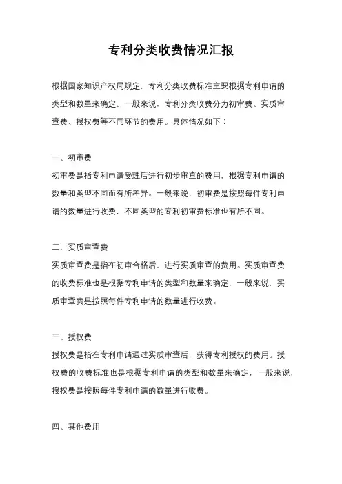 专利分类收费情况汇报