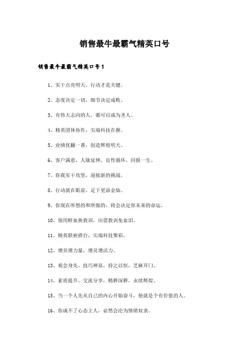 销售最牛最霸气精英口号