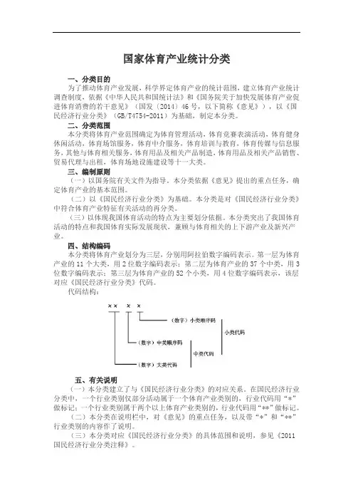国家体育产业统计分类