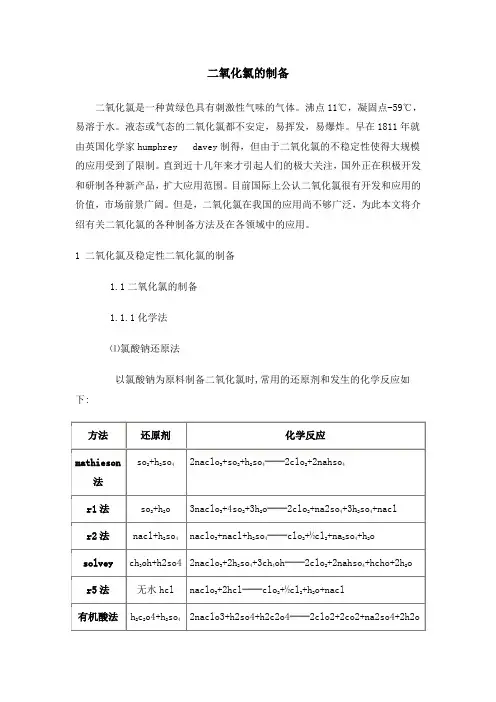 二氧化氯的制备方法