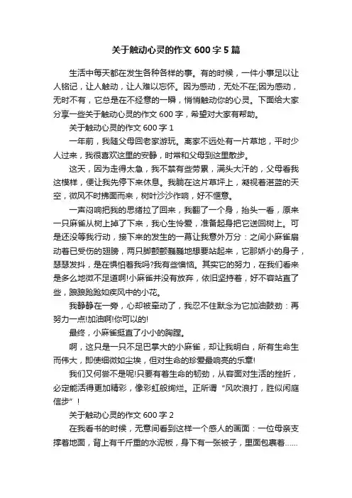 关于触动心灵的作文600字5篇