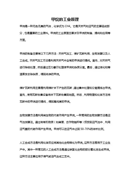 甲烷的工业原理
