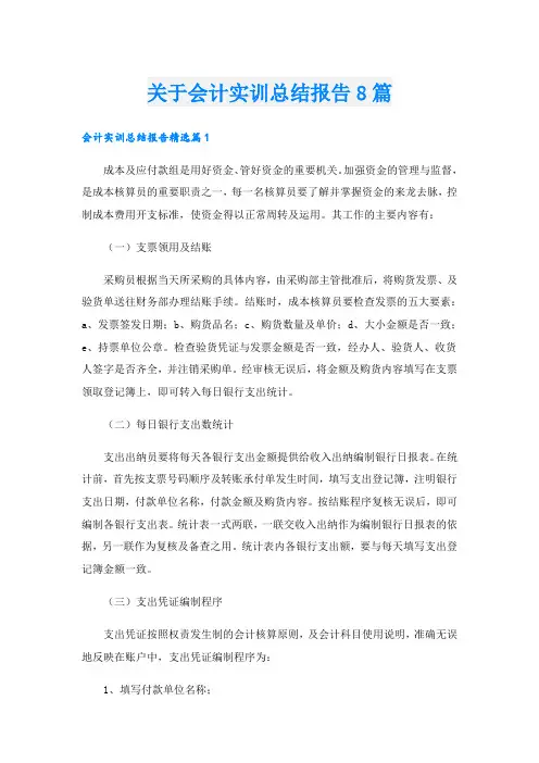 关于会计实训总结报告8篇