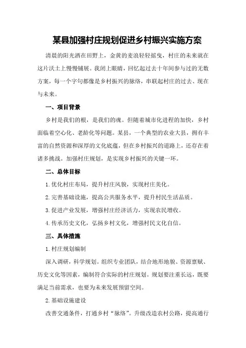 某县加强村庄规划促进乡村振兴实施方案