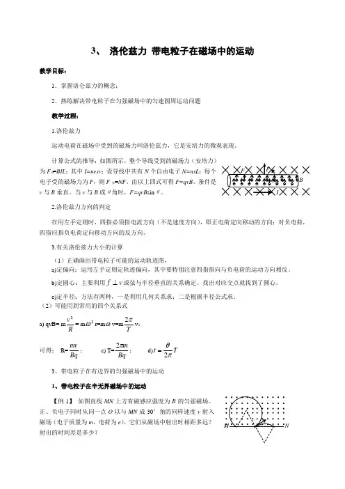 运动电荷在磁场中的受力