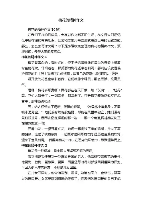 梅花的精神作文（10篇）