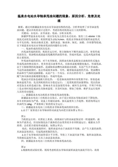 温泉水电站水导轴承甩油问题的现象、原因分析、危害及处理