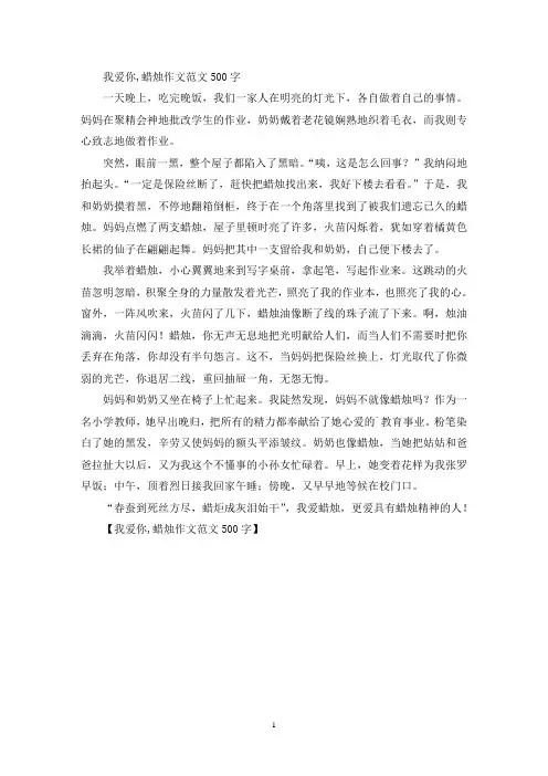 精选我爱你,蜡烛作文范文500字