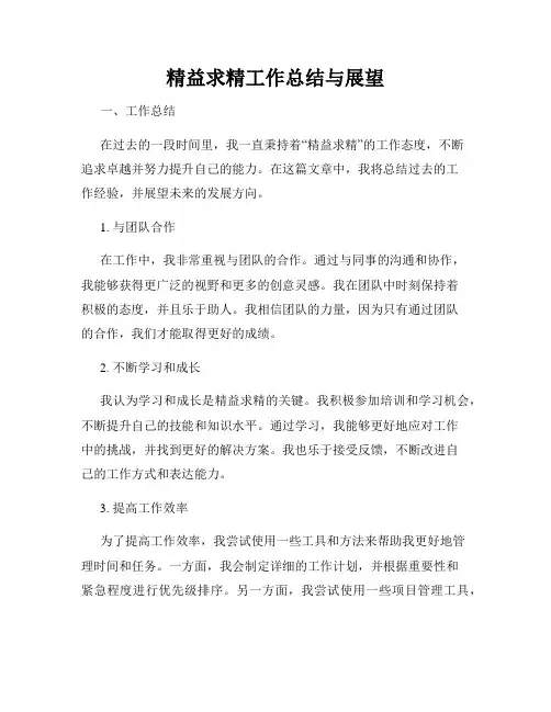 精益求精工作总结与展望