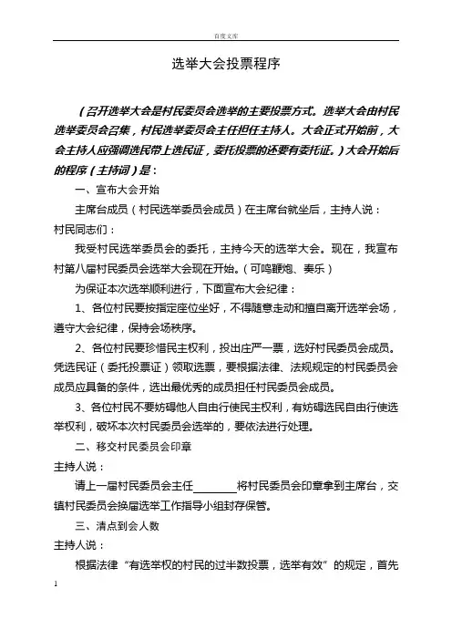 村委会选举大会投票程序