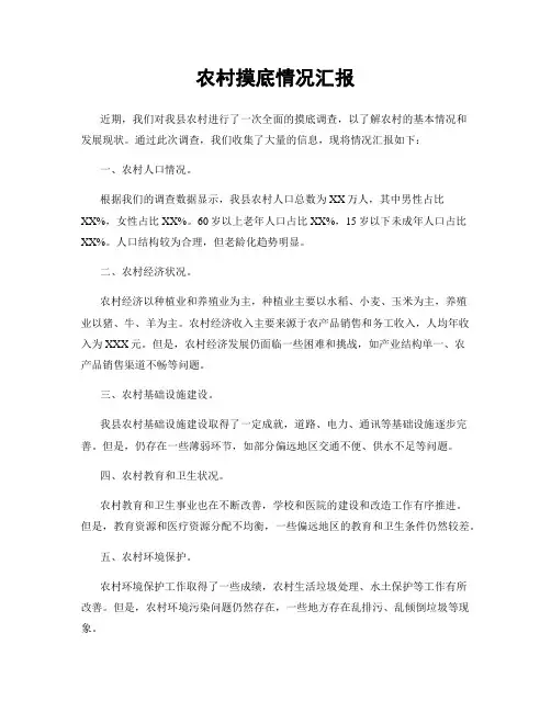 农村摸底情况汇报