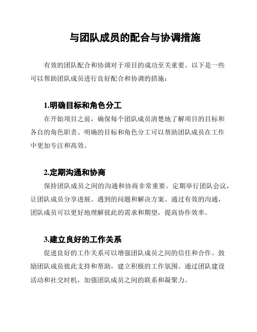与团队成员的配合与协调措施