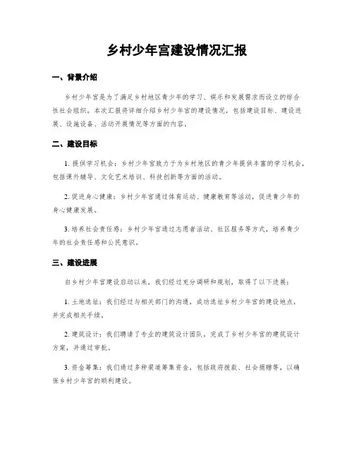 乡村少年宫建设情况汇报